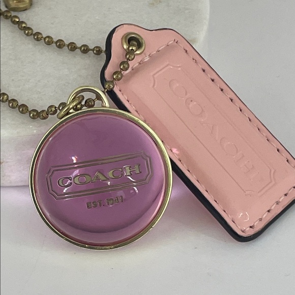 Coach Handbags - Coach Gold Banded Transparent Sphere and Hang Tag Bag Charm Key Chain Pink Gold